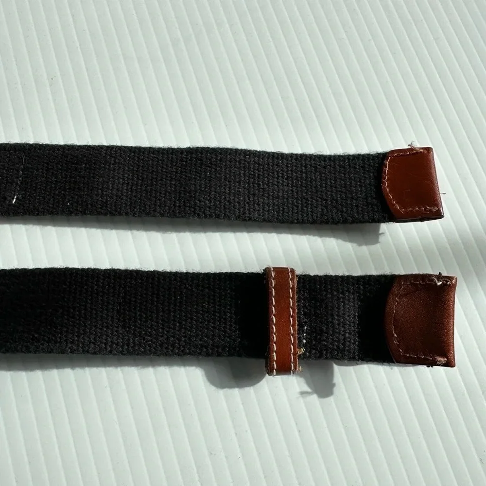 Karen Scott Canvas Leather Belt Size Medium Navy Brown